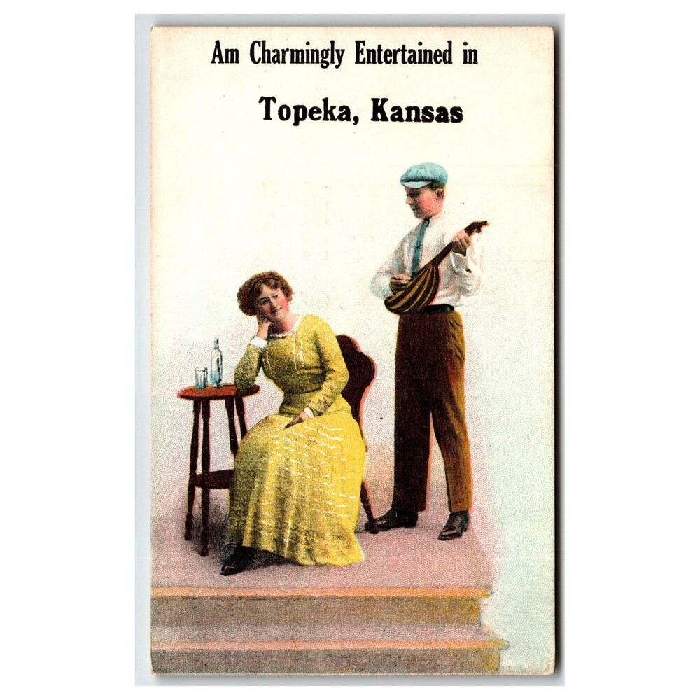 Vintage Topeka, Kansas Postcard - Mandolin Serenade Lover Local 237